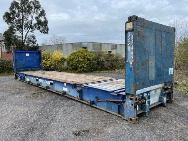 40' Used Flat Rack - ends up
