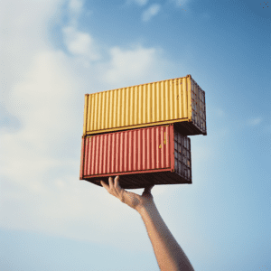 sanofy_1_A_hand_holding_up_small_shipping_containers_stacked_on_17f122a8-a0df-465c-a85a-4bb46318b77b